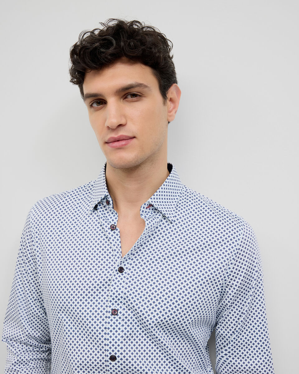 Geo Print Long Sleeve Shirt, Navy, hi-res